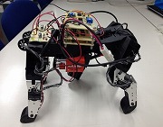 歩行制御回路を実装した四足歩行ロボット