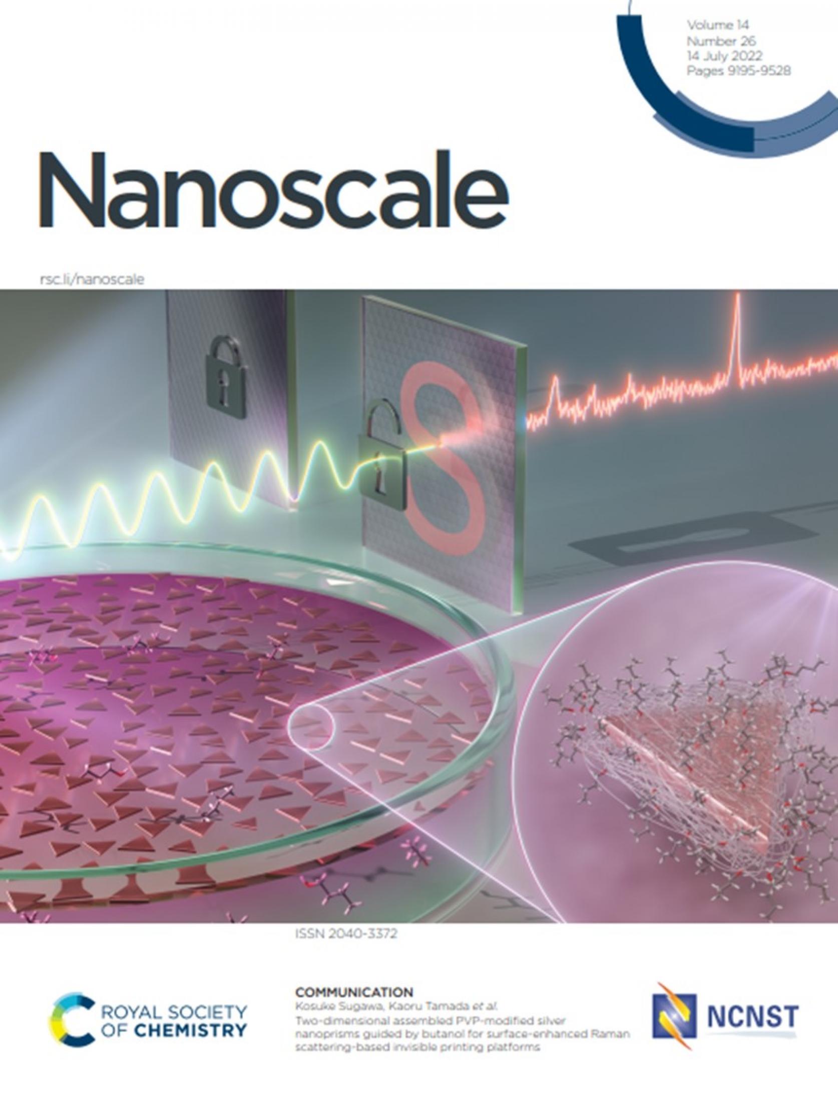 物質応用化学科 超分子化学研究室 須川晃資教授、博士前期課程 早川祐太郎さんらの研究成果が、王立化学会「Nanoscale」誌のInside front coverに採択されました。