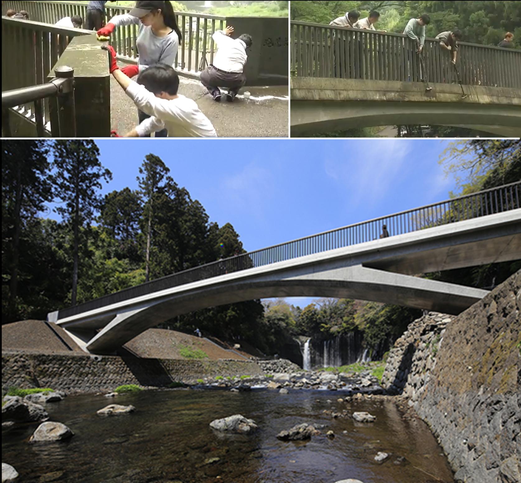 【静岡朝日テレビ】土木工学科 構造・デザイン研究室（関文夫教授）及びブリッジ工房の学生達による「滝見橋」清掃活動の様子が紹介されました。