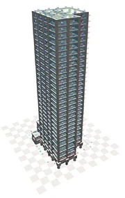 超高層建築物の耐震設計イメージ図