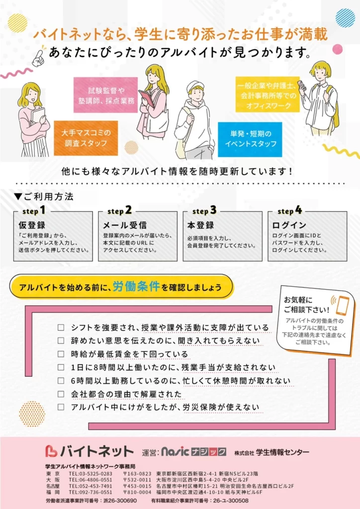 バイトネットご利用方法